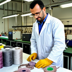 **

*   **Prompt:** "A textile engineer in a lab in Istanbul, Turkey, working on sustainable textile recycling. Show recycled fabric samples and lab equipment. Emphasize eco-friendly practices and innovation."